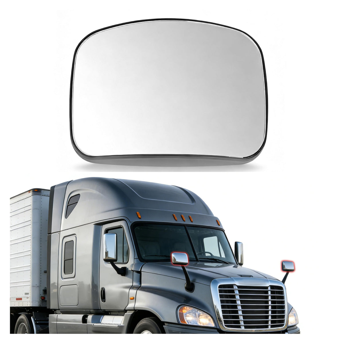 HECASA hood mirror glass for Cascadia left driver side enhances rear visibility.