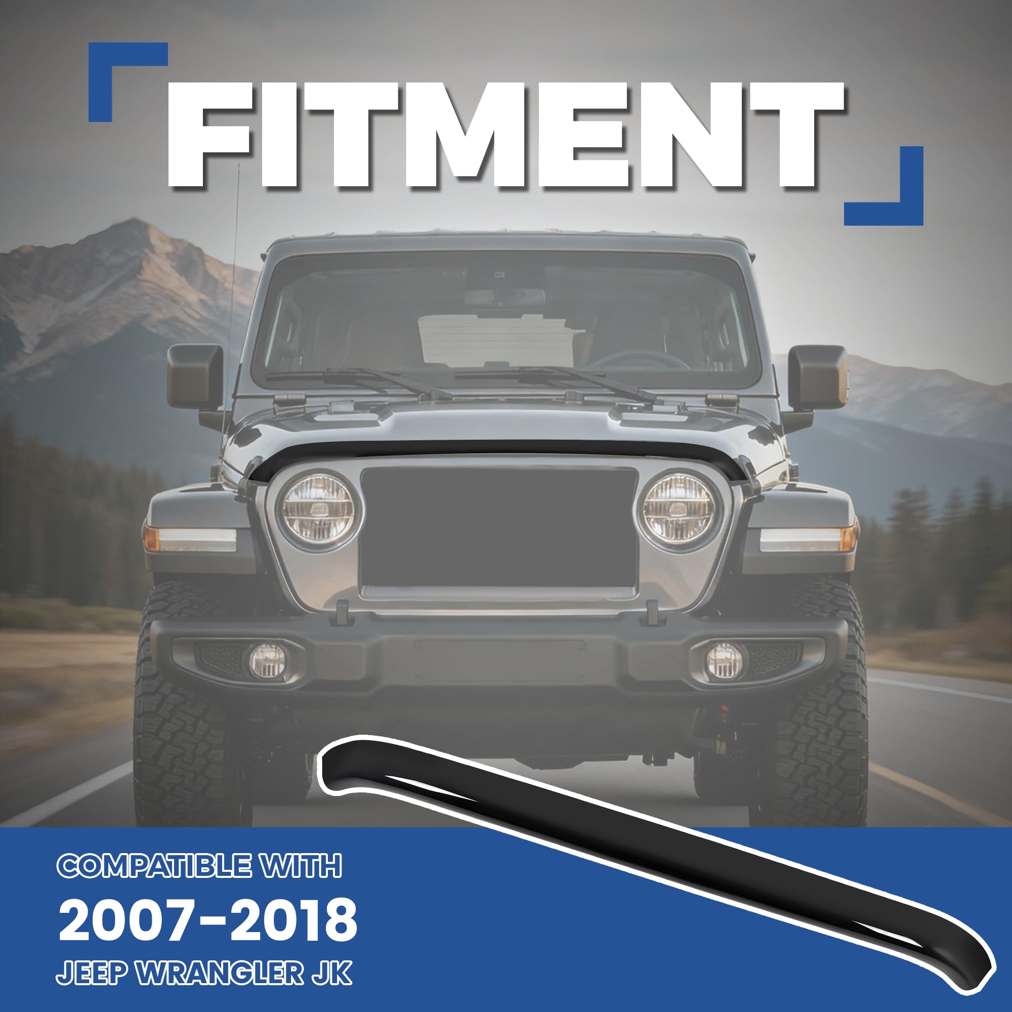 HECASA hood shield aerodynamic profile enhances look while deflecting debris.