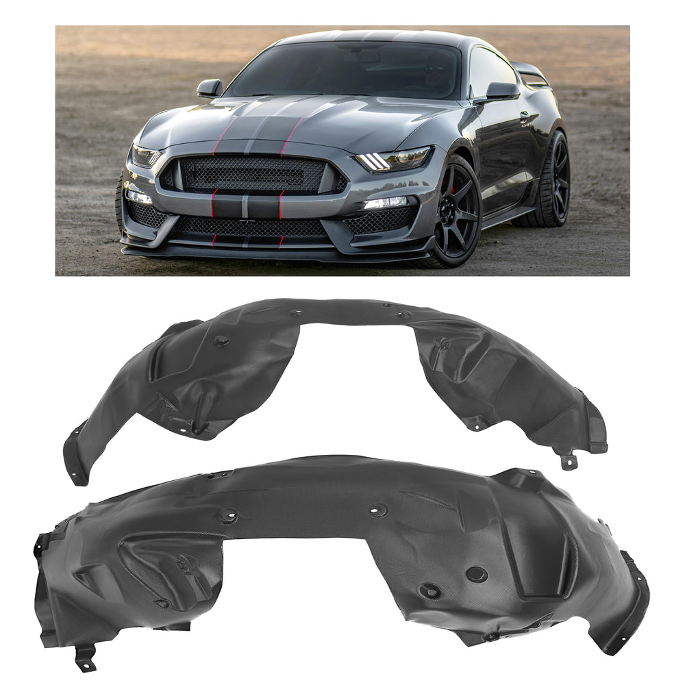 HECASA Mustang front inner fender liner LH close-up, durable debris protection.