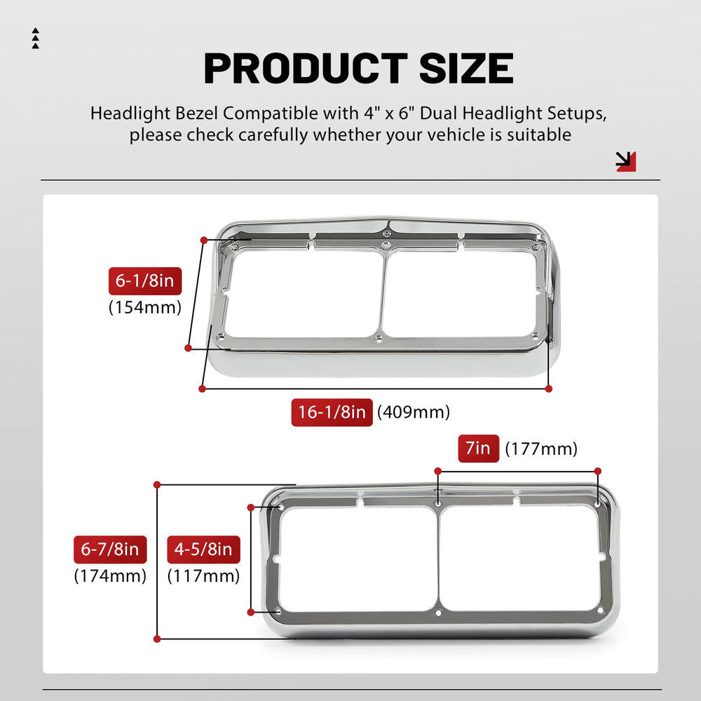 HECASA headlight bezel with visor for W900B adds chrome accent and splash protection