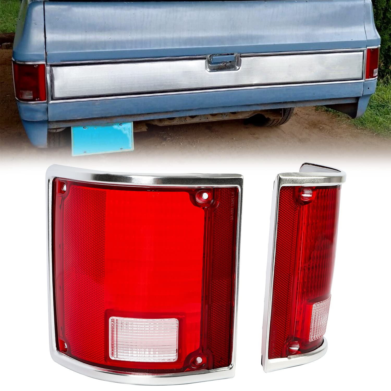 HECASA tail light lens pair for Blazer 1973-1991 improves rear visibility.