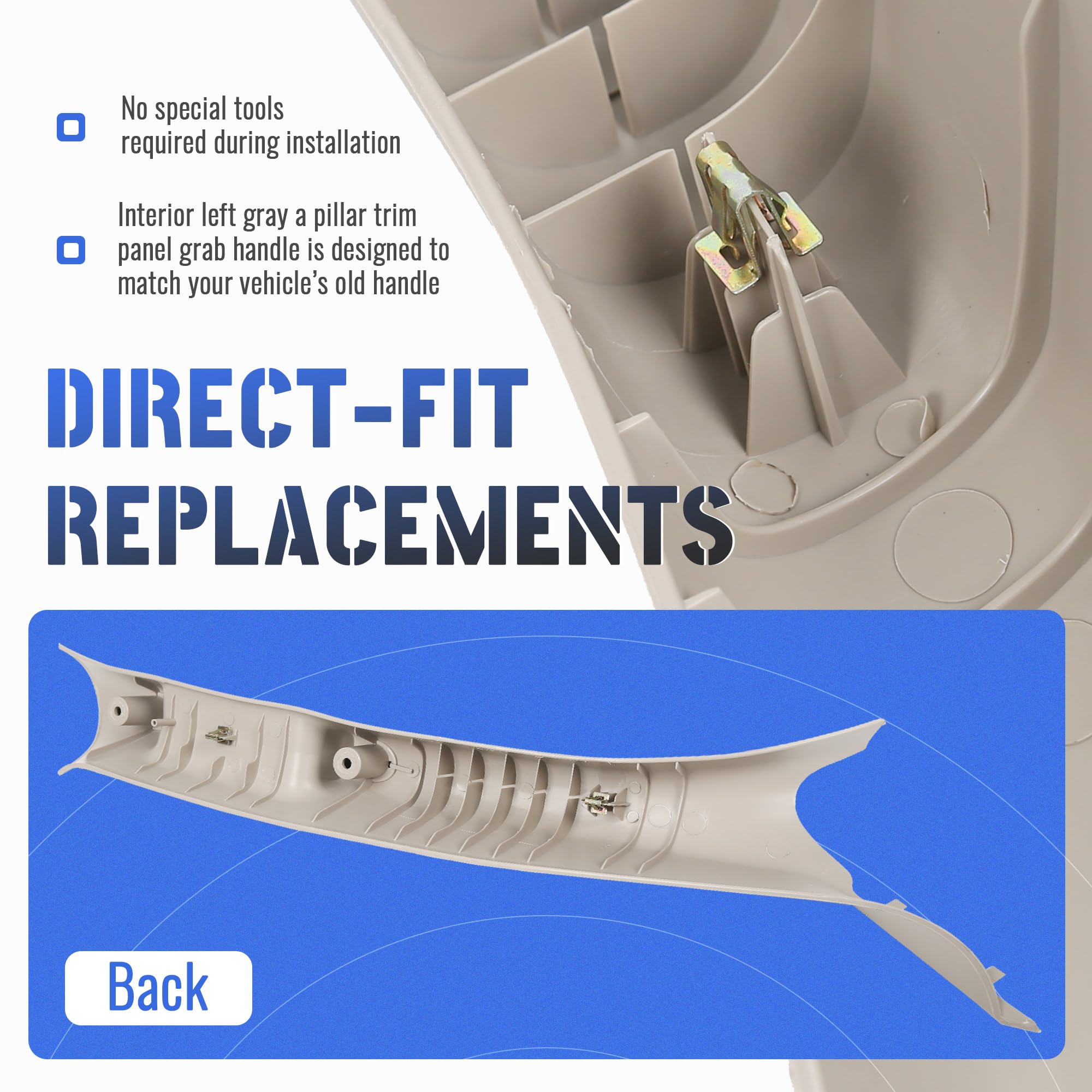 HECASA Ram A-pillar trim installation view showing direct-fit fitment.