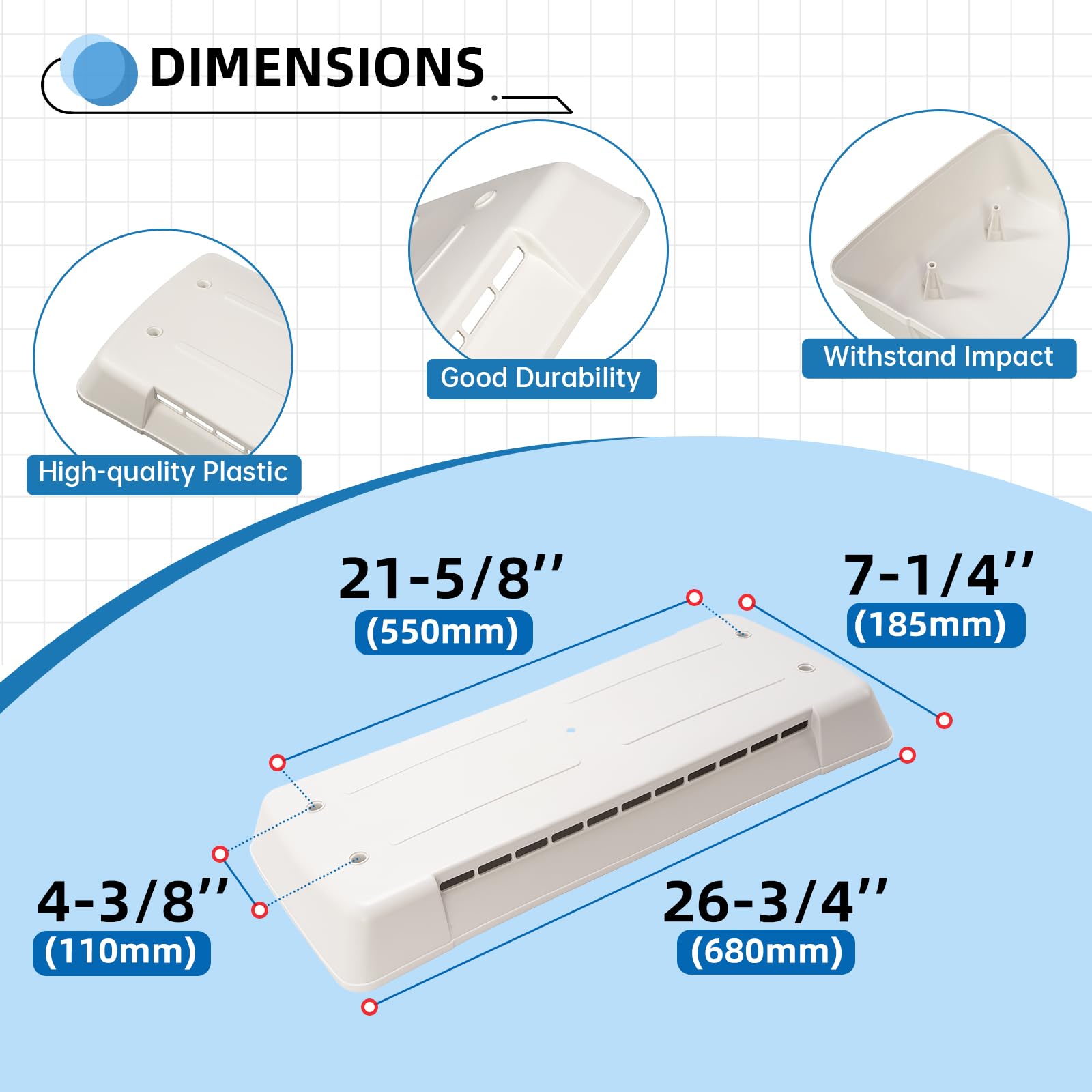 HECASA vent cover side profile showing durable, weather-resistant construction for outdoor use