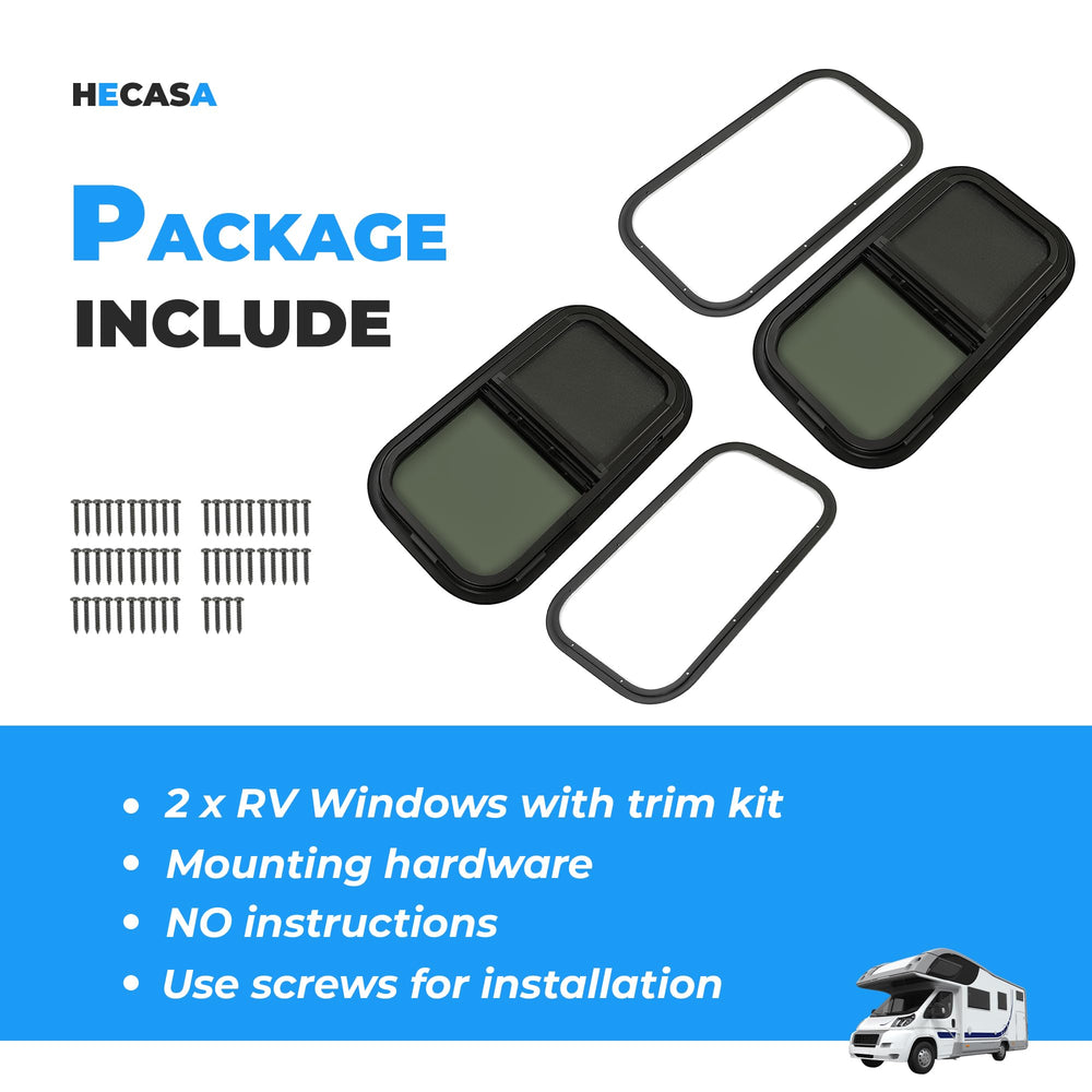 HECASA RV window 12x22 powder-coated trim resists wear