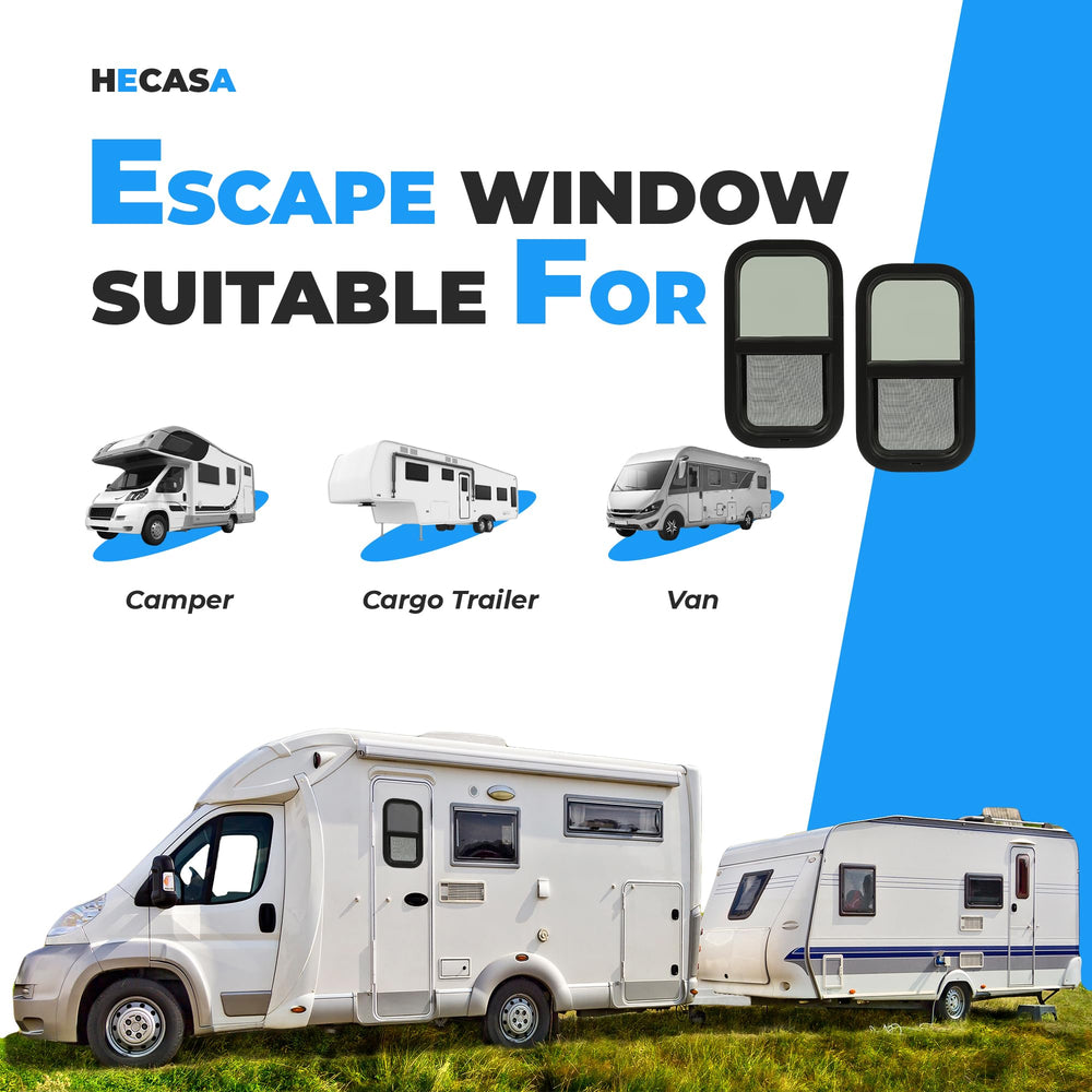 HECASA RV window 12x22 tinted glass blocks glare for comfortable travel