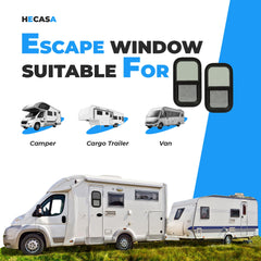 HECASA RV window 12x22 tinted glass blocks glare for comfortable travel