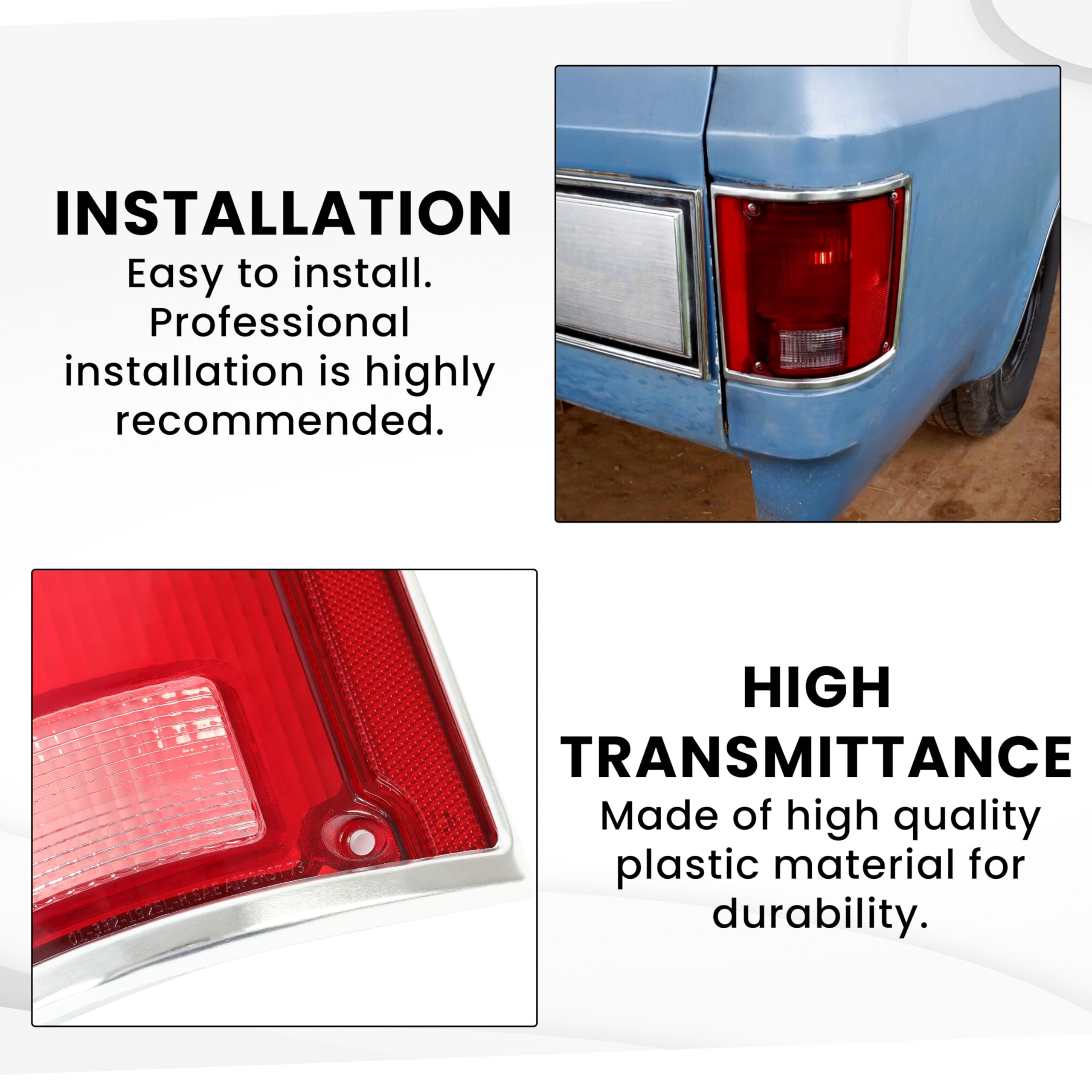 HECASA durable plastic tail light lens withstands road debris.