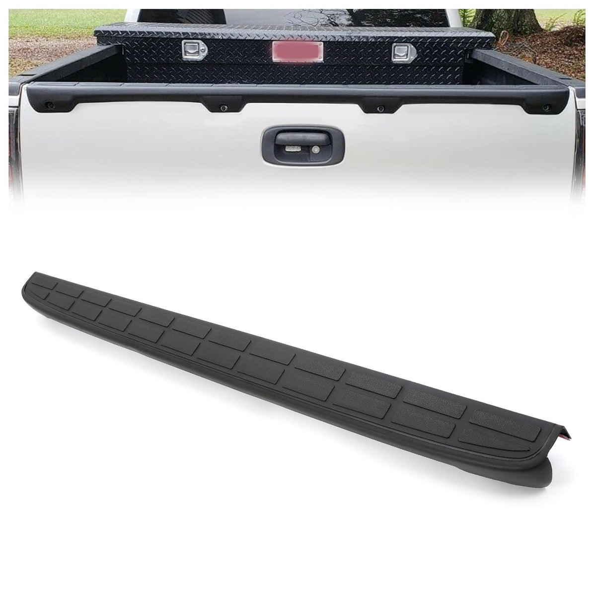 HECASA tailgate spoiler cap on a Chevy Silverado enhances exterior styling.