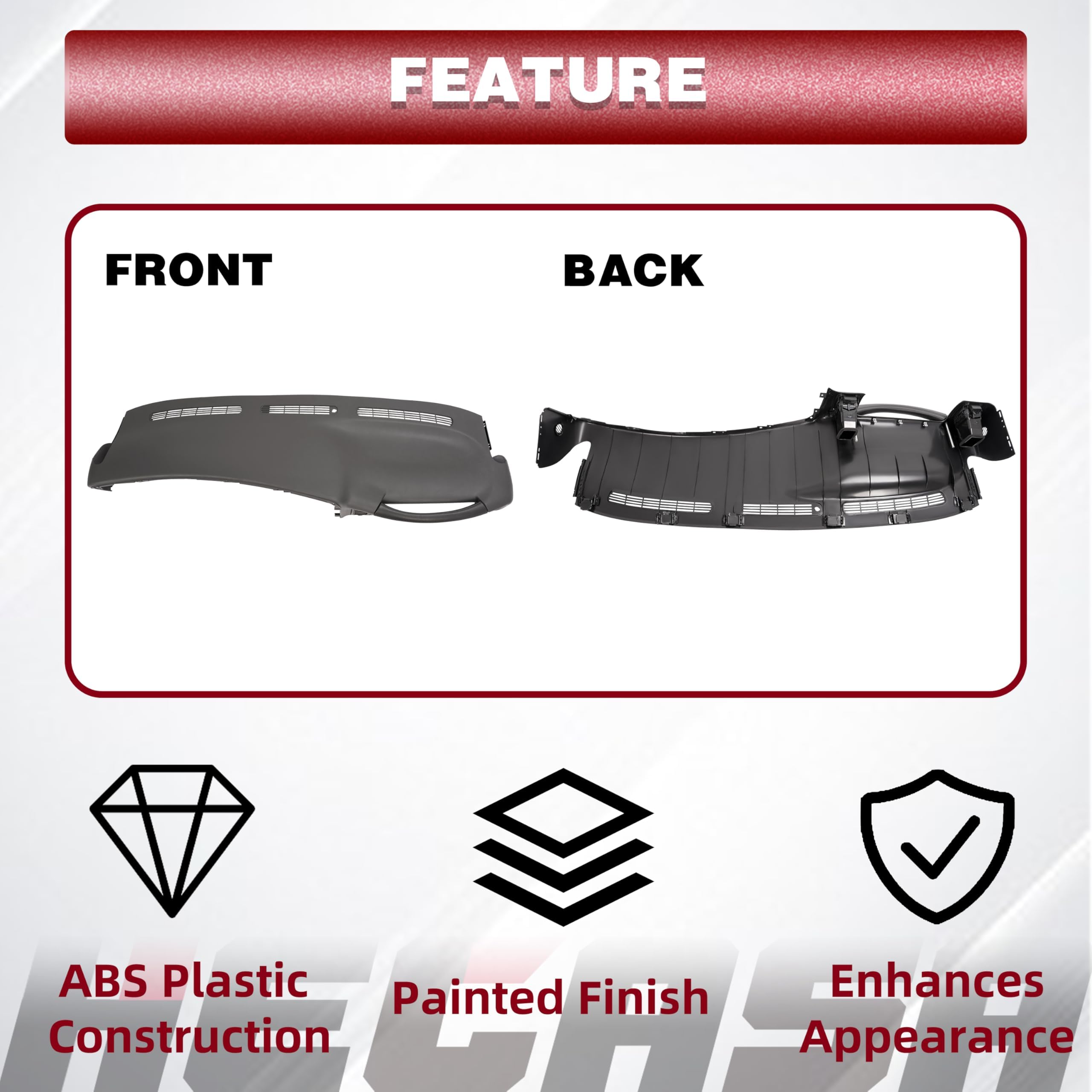 HECASA upper dashboard cap cover gray finish detail on cabin interior