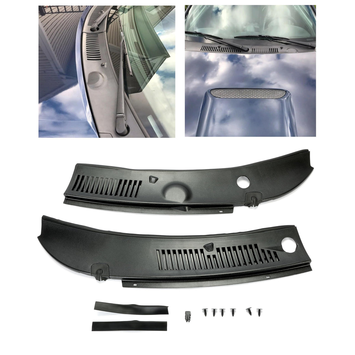 HECASA Mustang windshield wiper cowl for 1999-2004 with secure fit and protection.