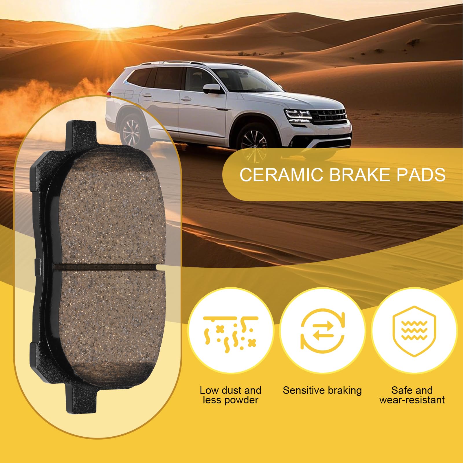 HECHENQICHE ceramic brake pads close-up showing premium friction material.