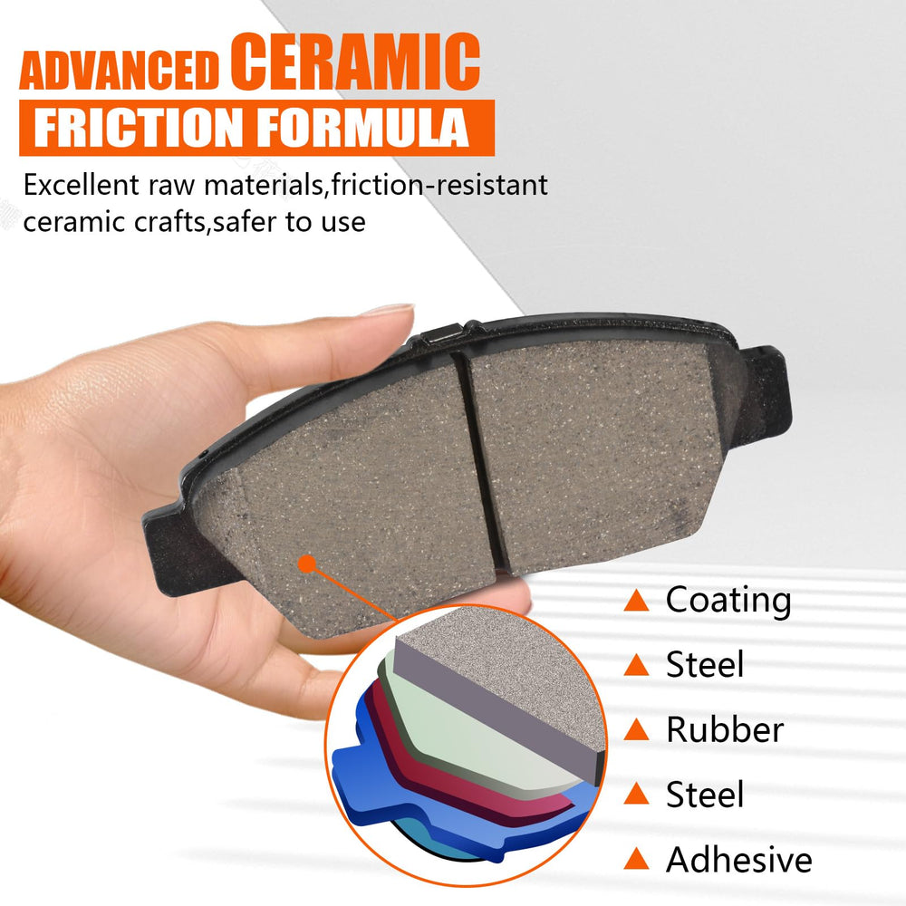 HECHENQICHE front ceramic pads with hardware for Honda CR-Z reduce dust and noise.