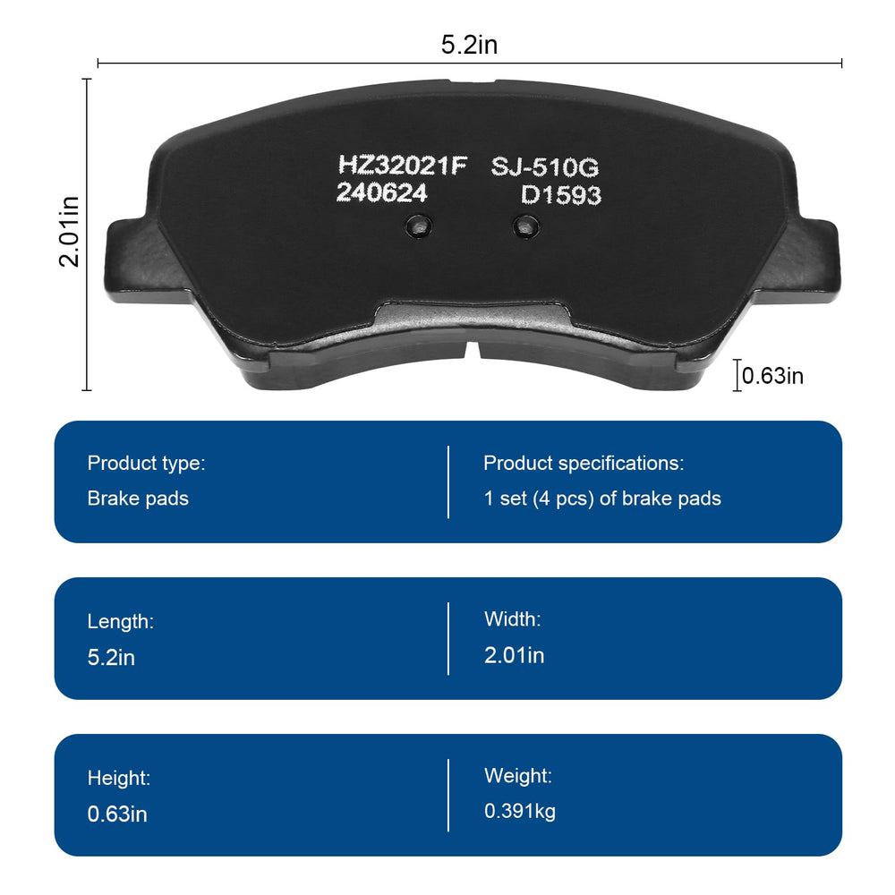 OE-fit HECHENQICHE D1593 ceramic pads ensure quiet braking across driving conditions.