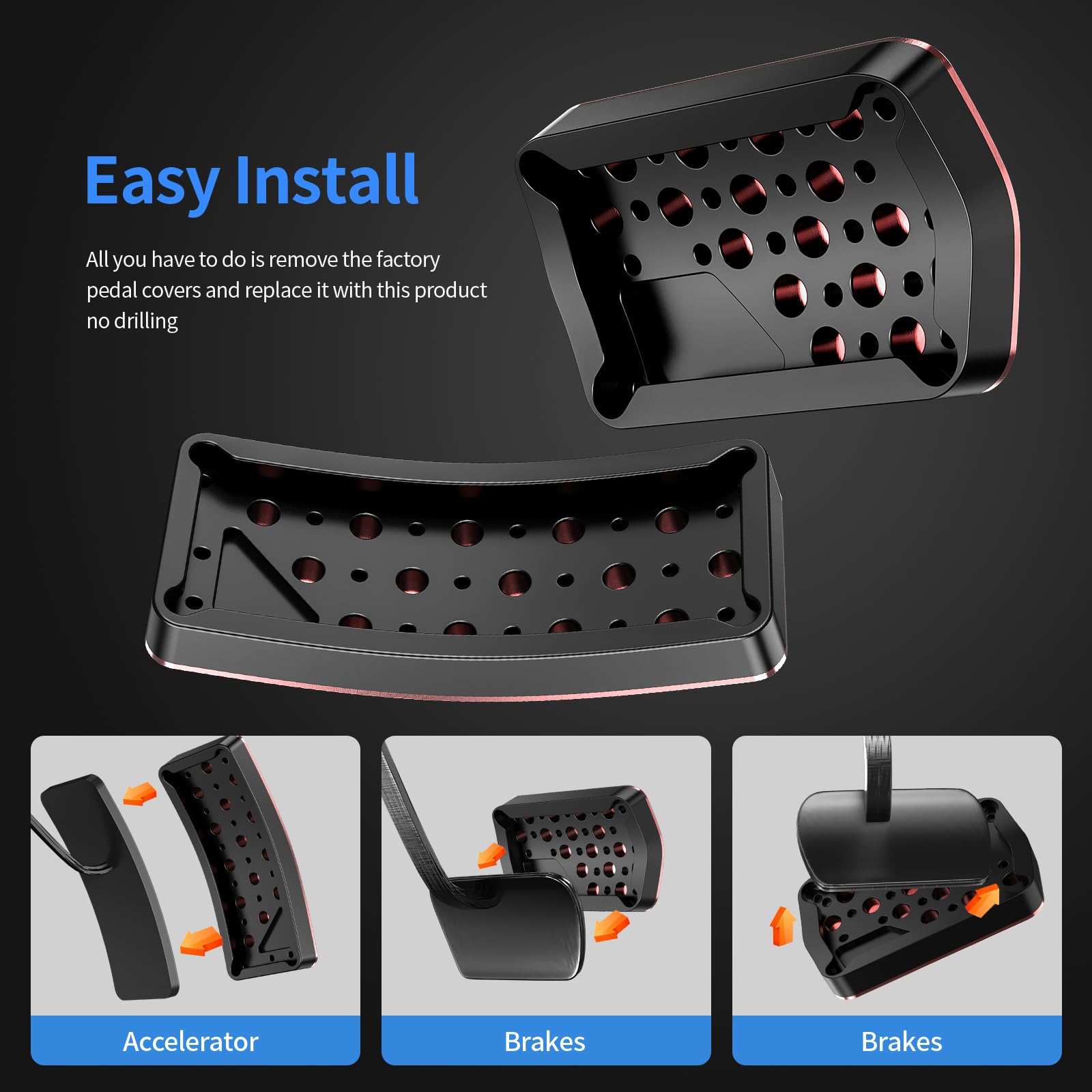 Hecotrax Explorer pedals comparison image shows premium aluminum and rubber construction.