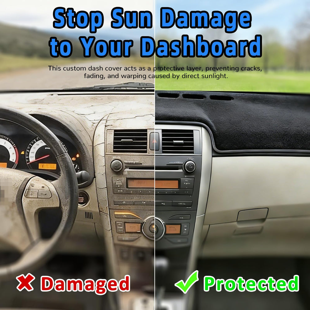 HEDAQI dash cover uses breathable, easy-care fabric to prevent moisture buildup for Toyota Corolla 2007-2013.