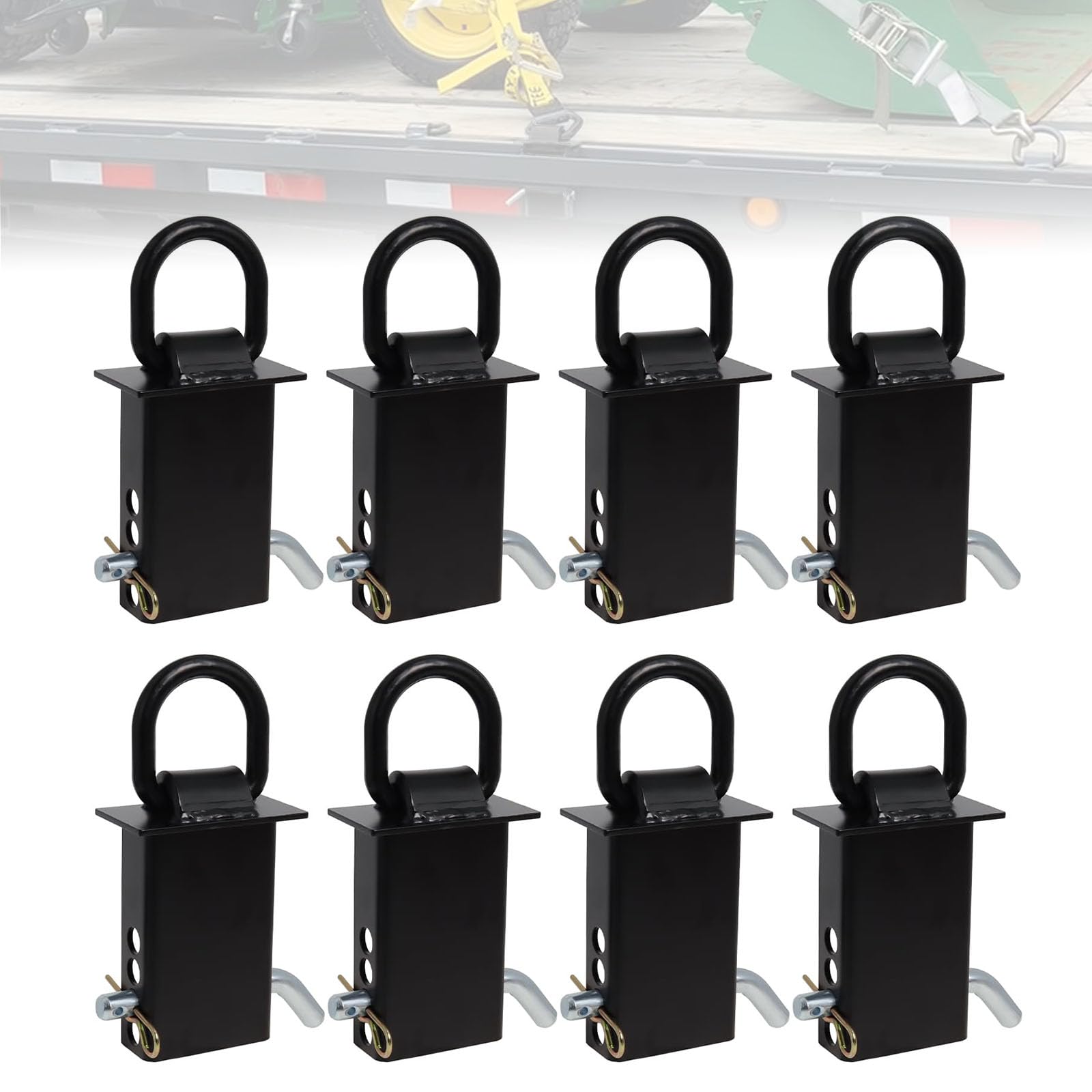 Hedday trailer stake pocket D-ring assembly for quick secure setup