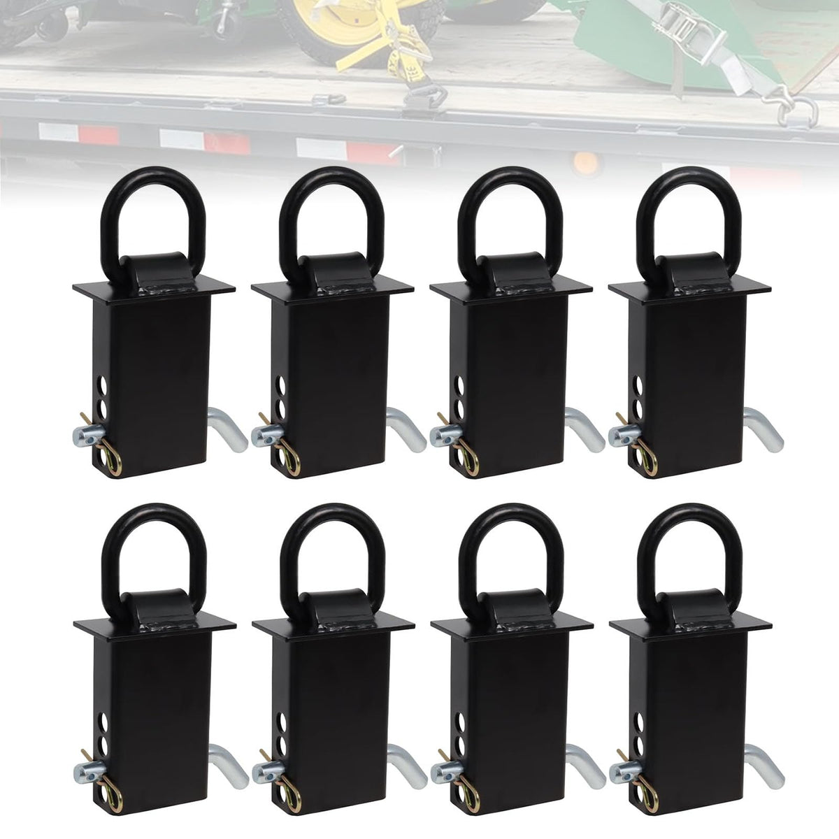 Hedday trailer stake pocket D-ring assembly for quick secure setup
