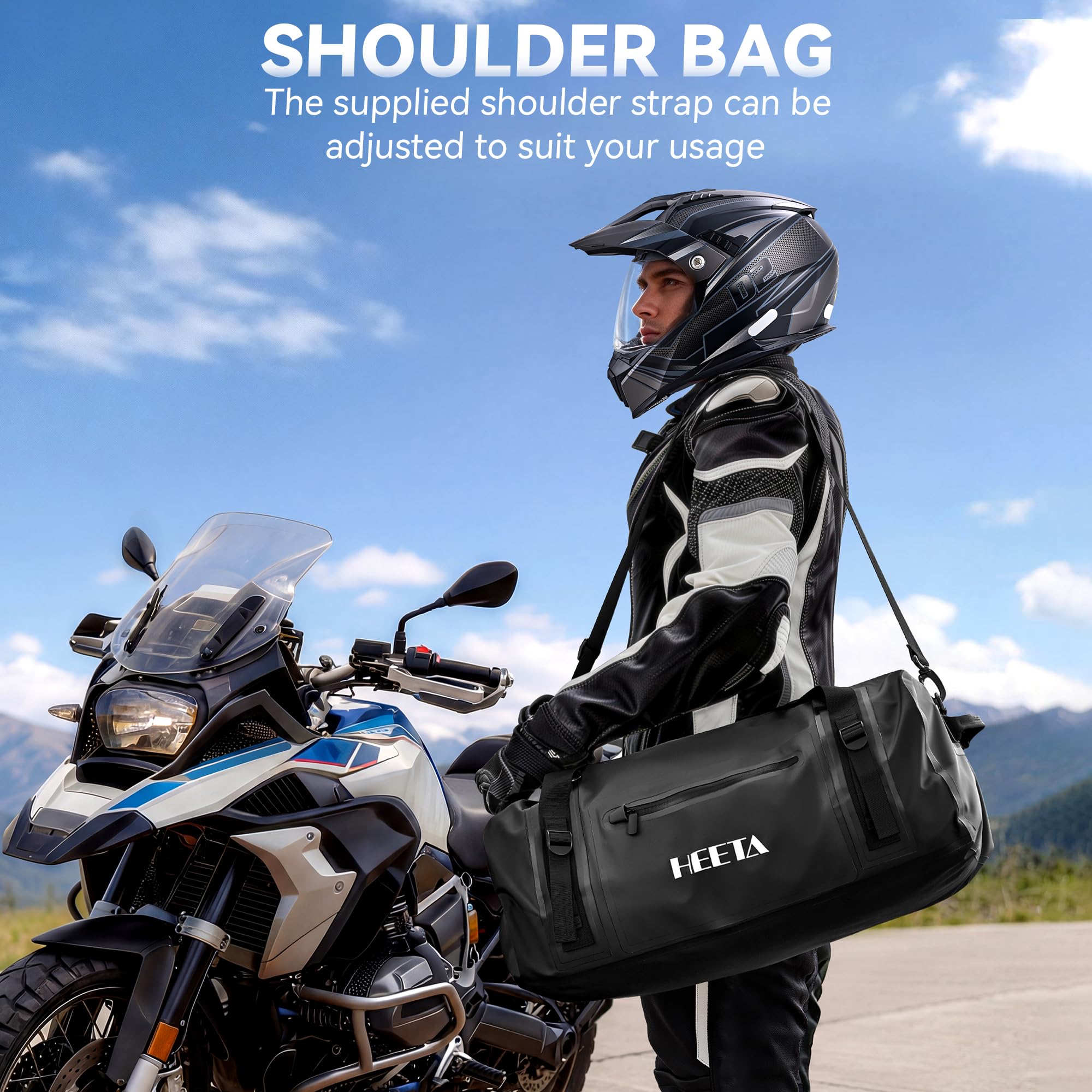HEETA camping setup with dry bag to haul gear