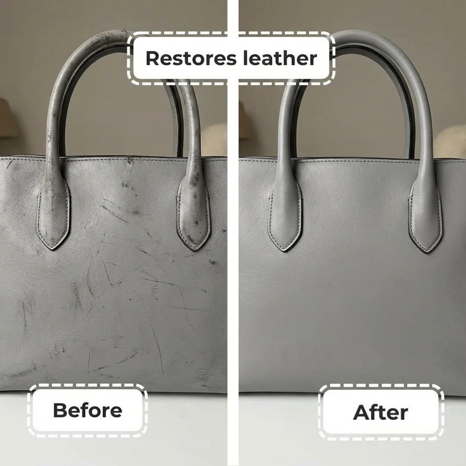 Car interior leather example validating safe use on vehicle surfaces.