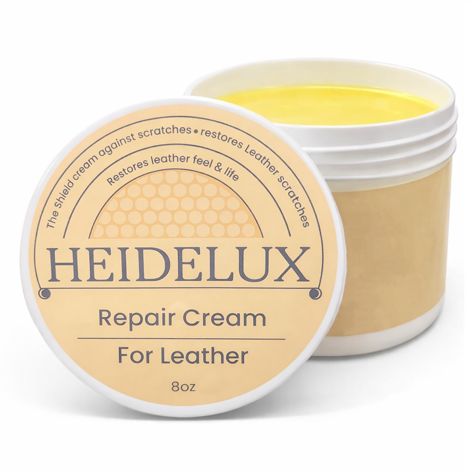 HEIDELUX Leather Restore Cream packaging ready to nourish and protect smooth leather.