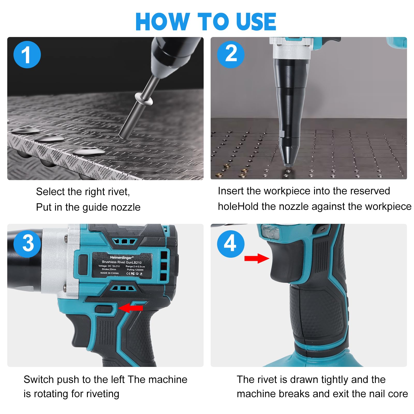 Heimerdinger rivet gun auto reset mandrel ejection in action