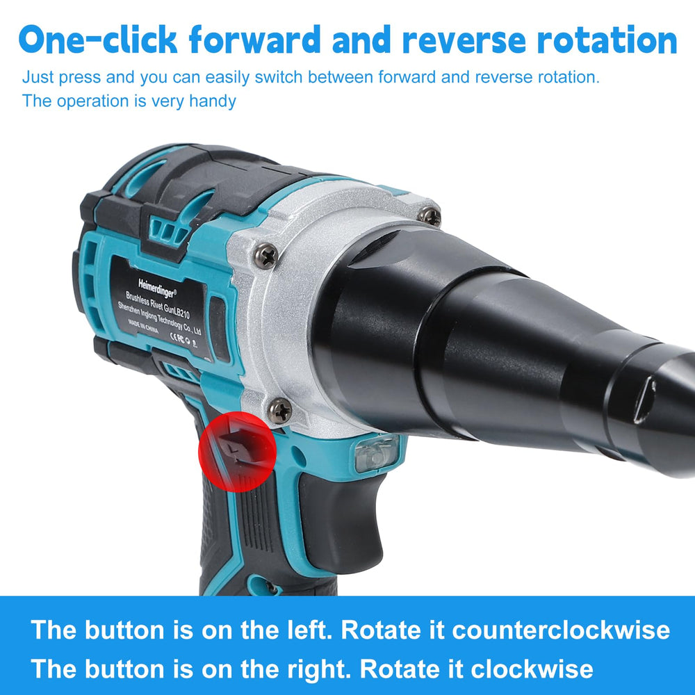 Heimerdinger rivet gun cooling system and LED for steady performance