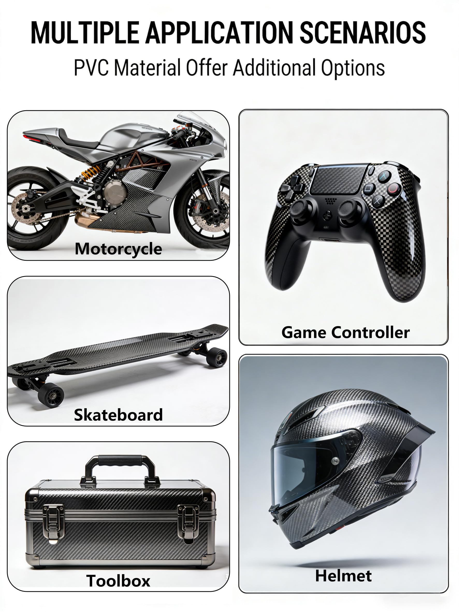 Heinaroman 5D carbon fiber wrap with air release backing minimizes bubbles.