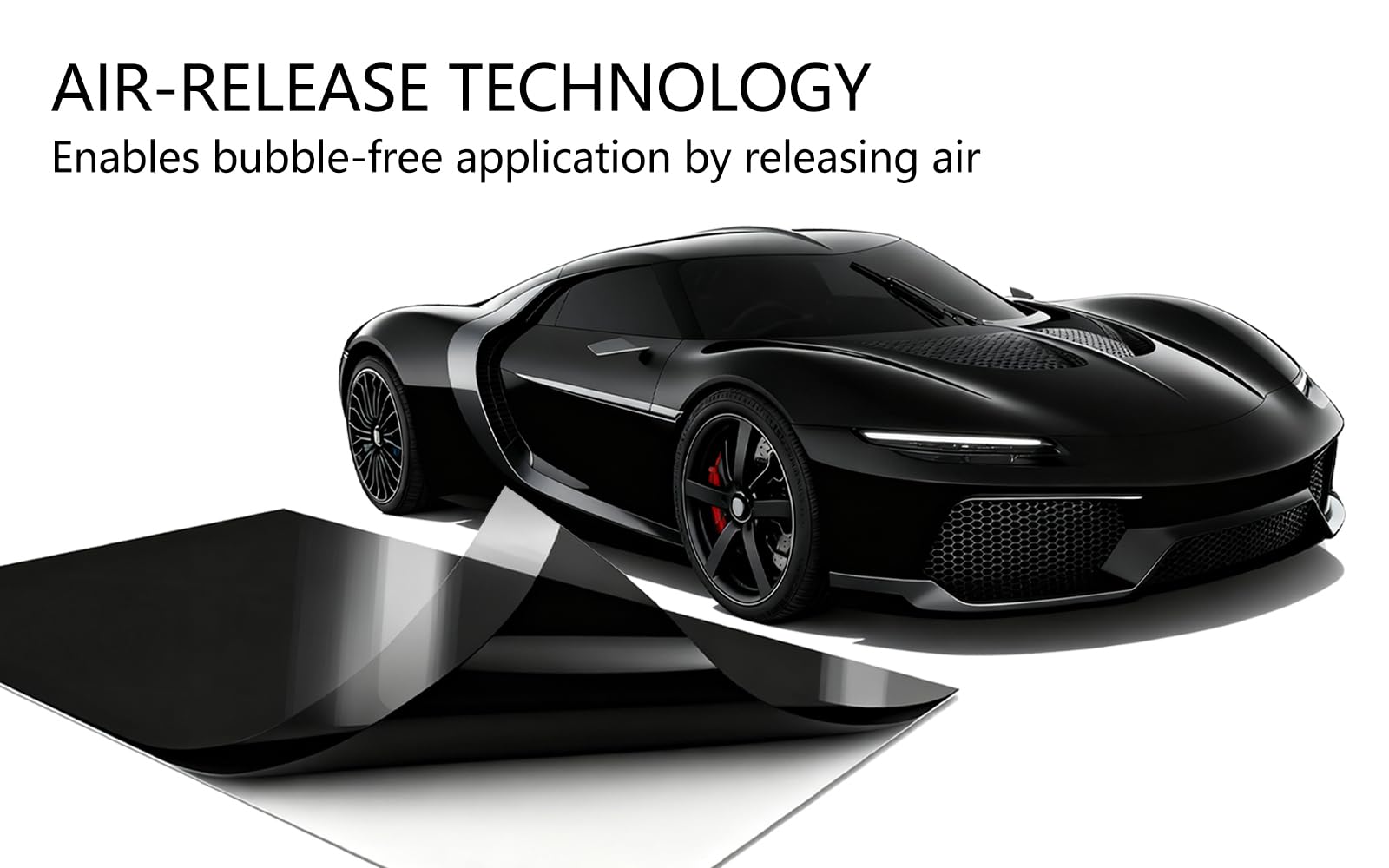 Heinaroman gloss black car wrap on the door panel highlights a durable, reflective finish.