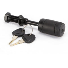 Heininger lock head close-up showing weather resistance for outdoor hitch use.