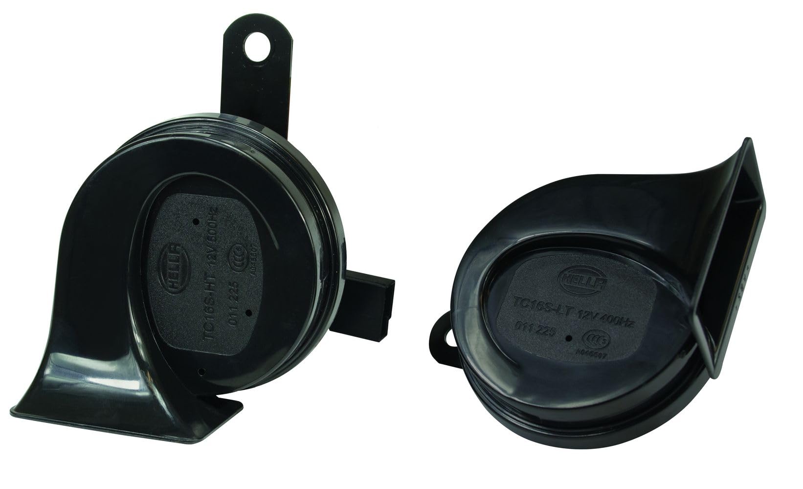 Hella BX trumpet horn kit black for Toyota improves road visibility.