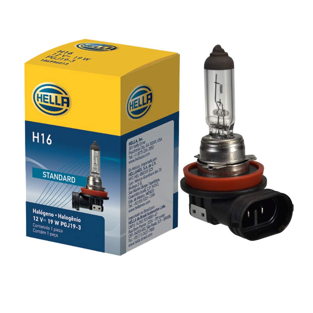 HELLA H16 standard bulb front view for improved night visibility.