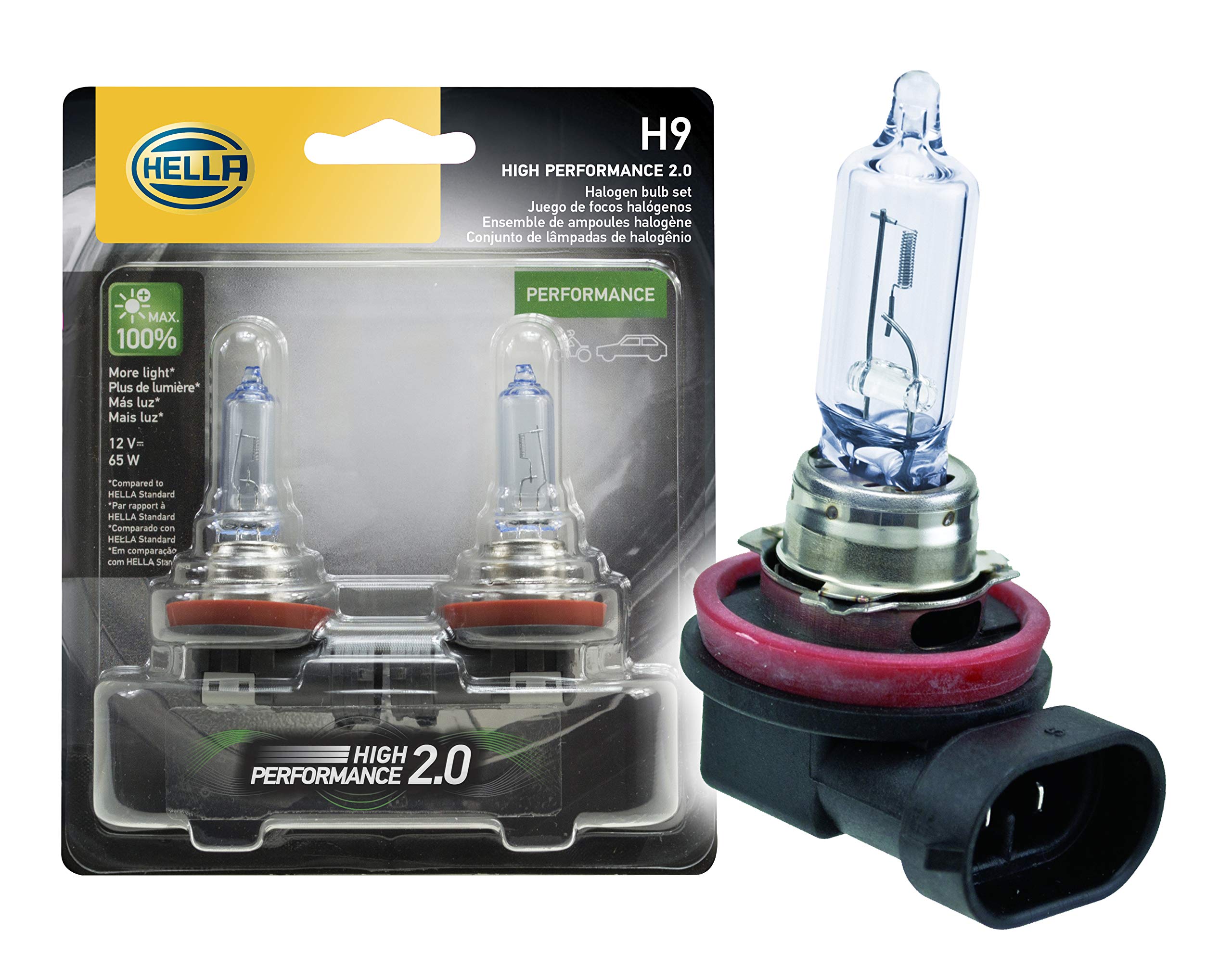 HELLA H9 2.0TB high-performance bulb pair boosts night visibility for safer driving