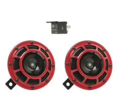 Hella Stark Sound horn front view with bold red housing for clear signaling