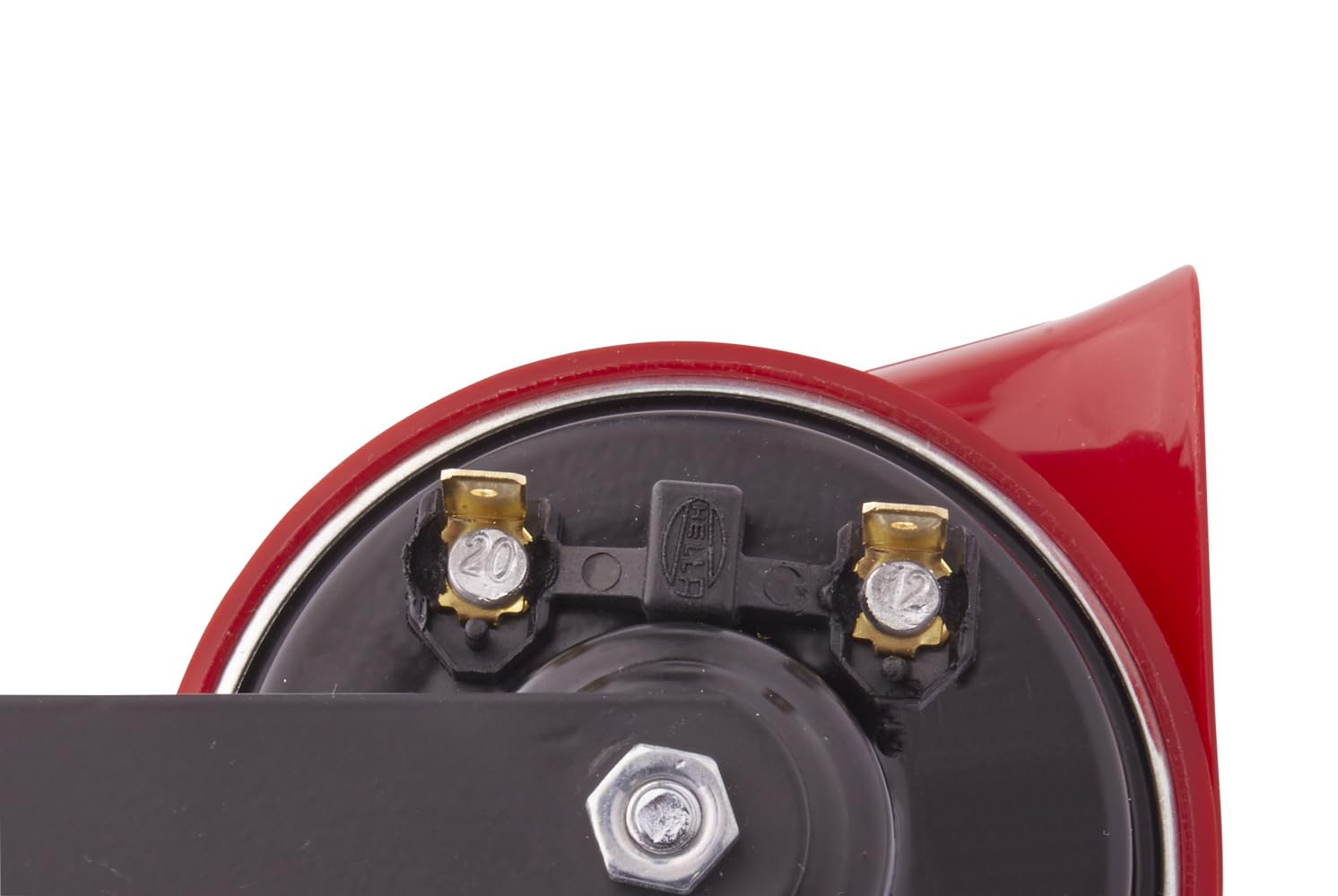 HELLA high-tone 500Hz horn close-up ready for highway visibility