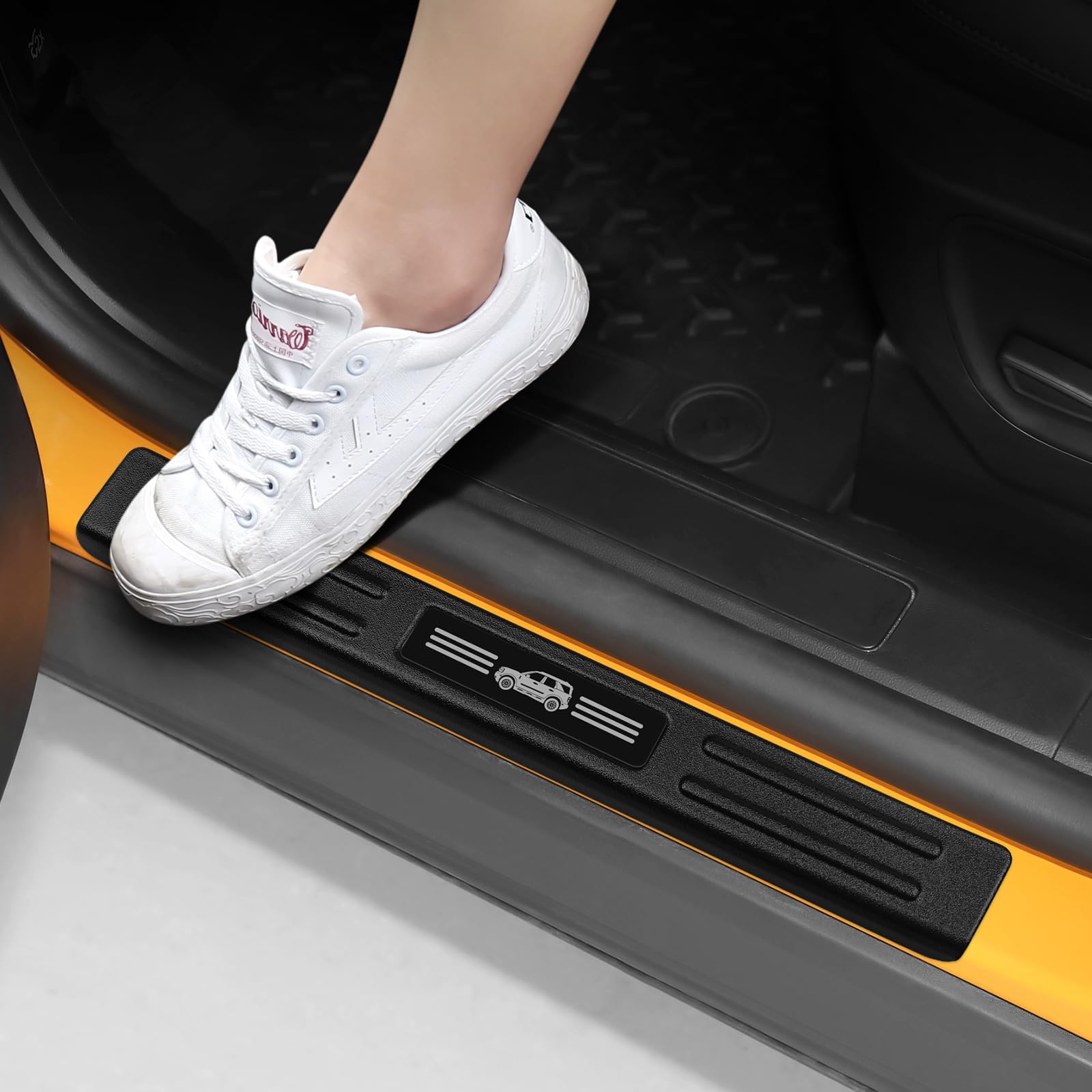 Hellet door sill protector packaging shows the full set for Bronco Sport.