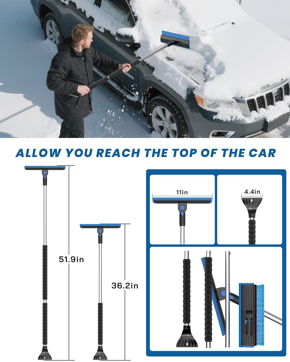 helloleiboo extended reach 36in enables safer cleaning on sedans