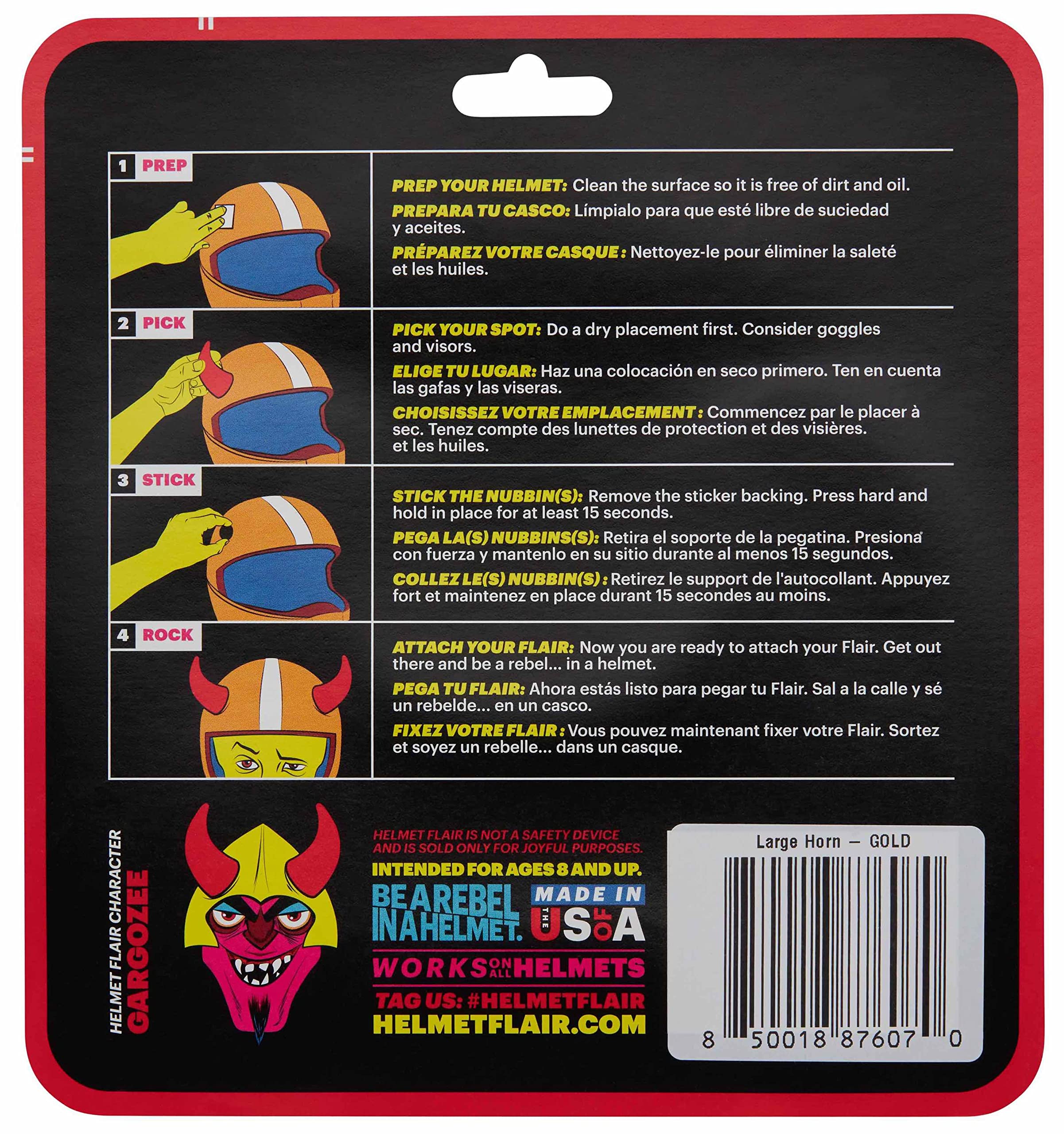 Helmet Flair durable ABS horns on rugged helmet for long-lasting style
