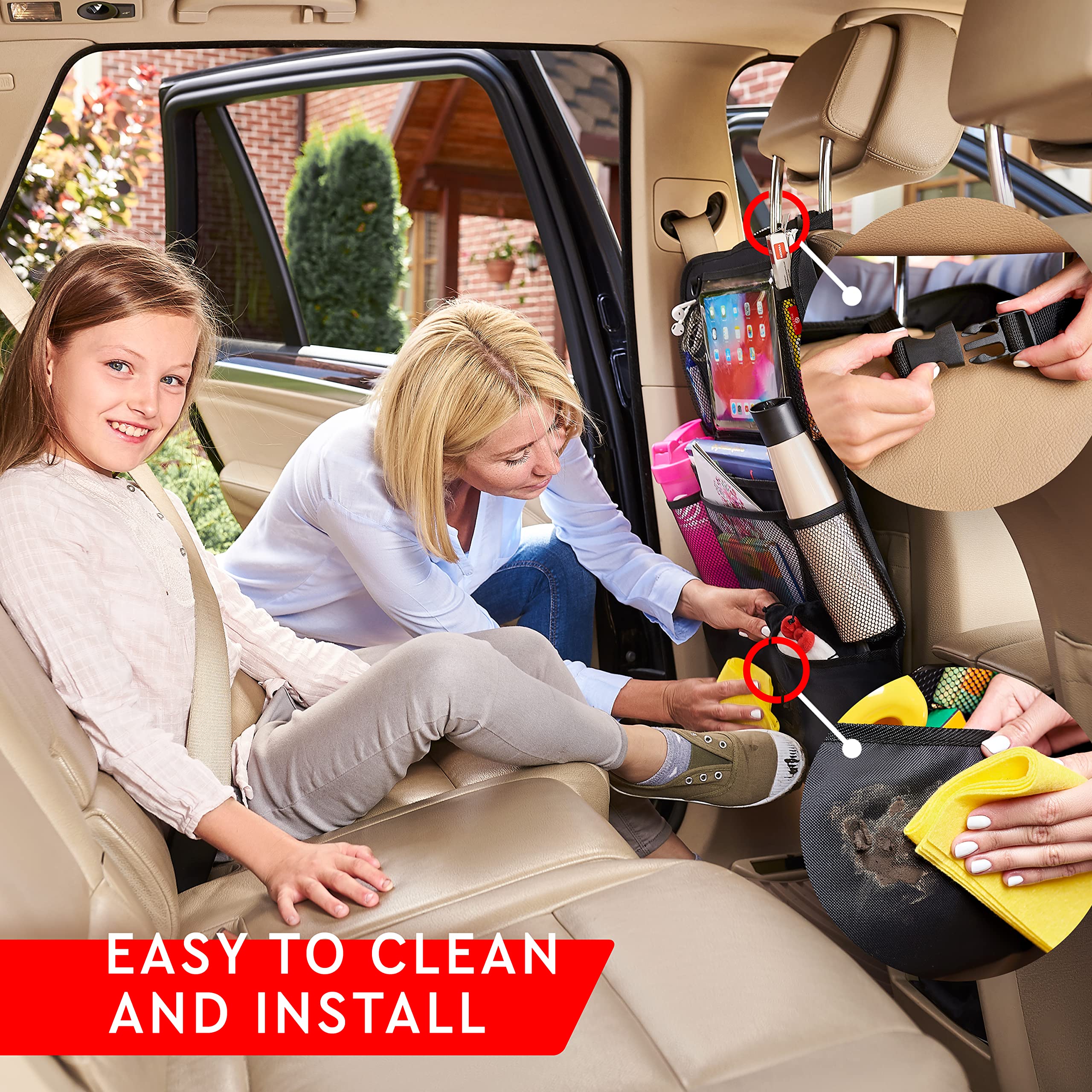 Helteko adjustable straps and buckles ensure a secure car fit