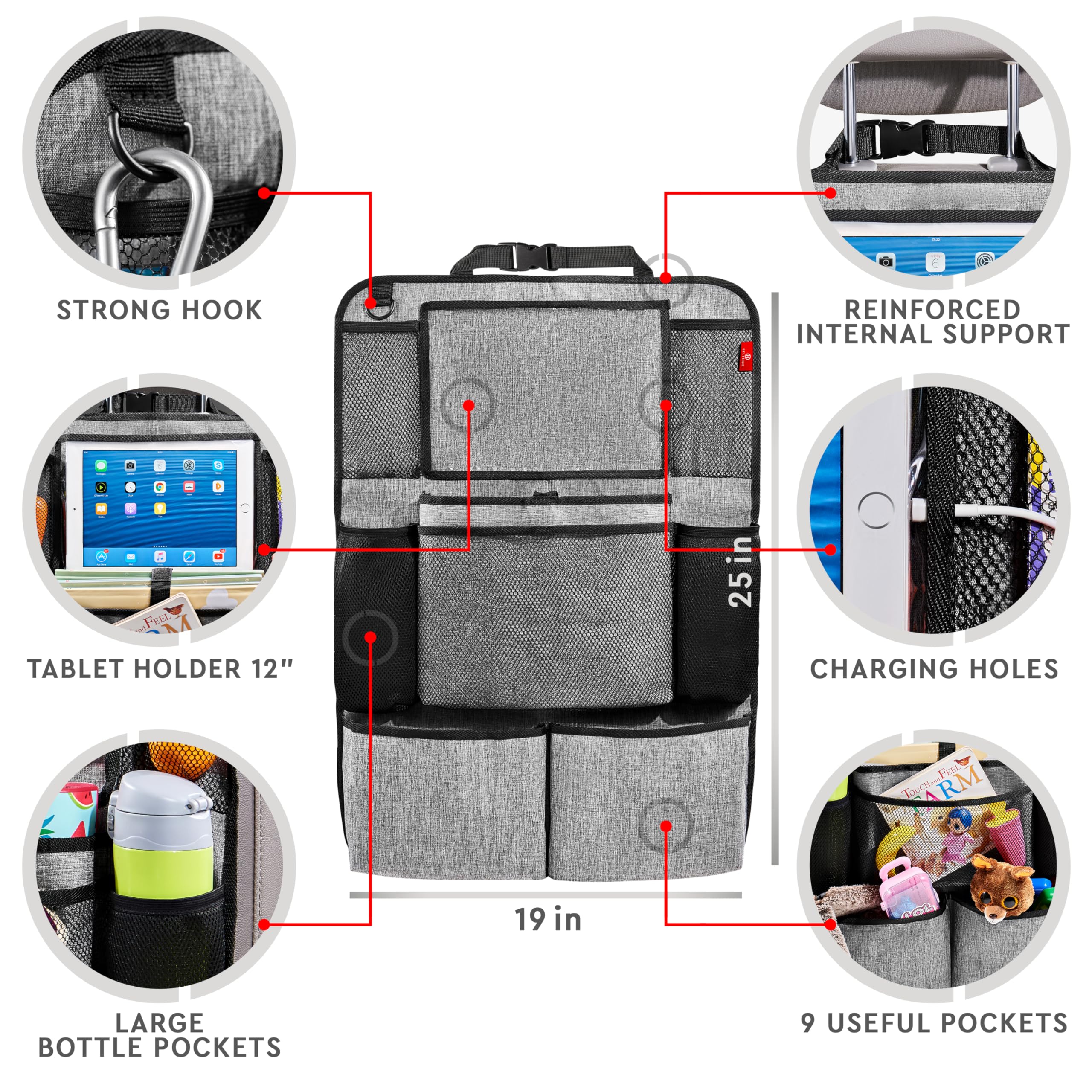 Helteko backseat organizer easy-install design fits most cars quickly.