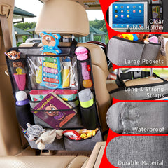 Helteko backseat organizer sturdy straps ensure secure fit across vehicles.