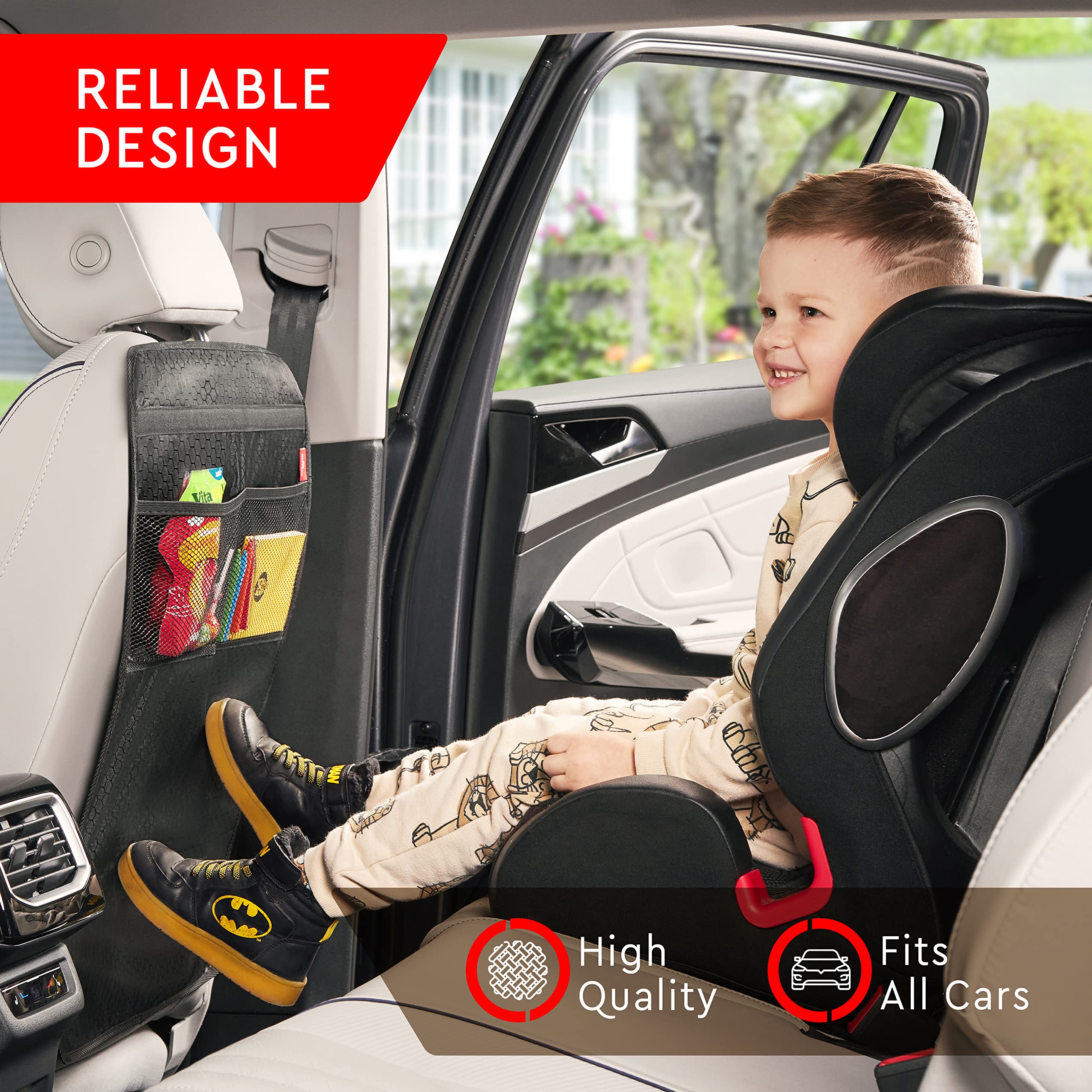 Helteko Kick Mat ample storage pocket in use for essentials.