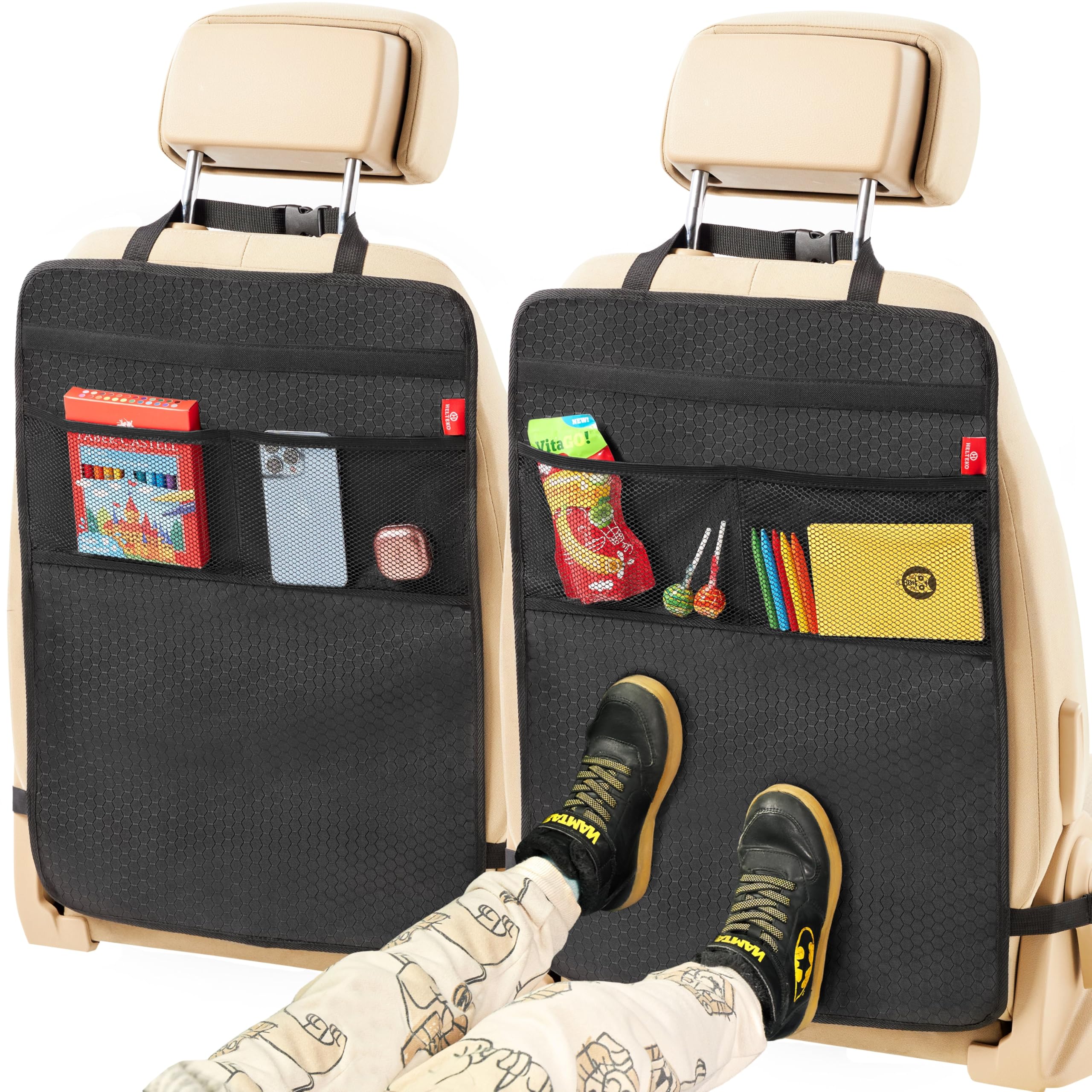 Helteko Kick Mat back seat front view showing durable protection for seats.