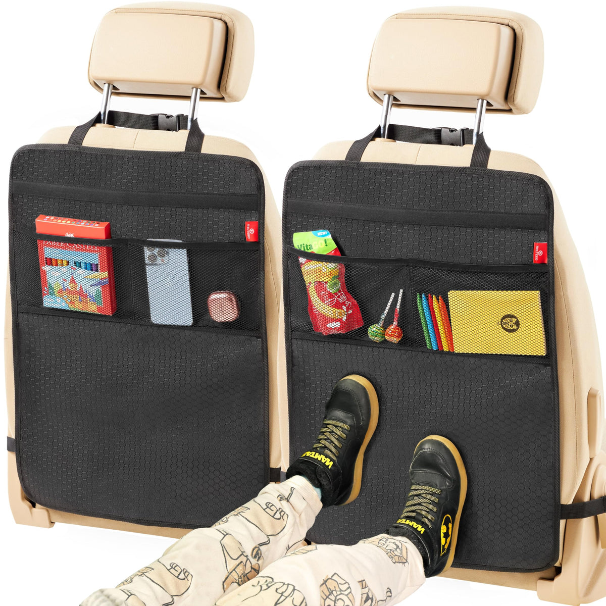 Helteko Kick Mat back seat front view showing durable protection for seats.