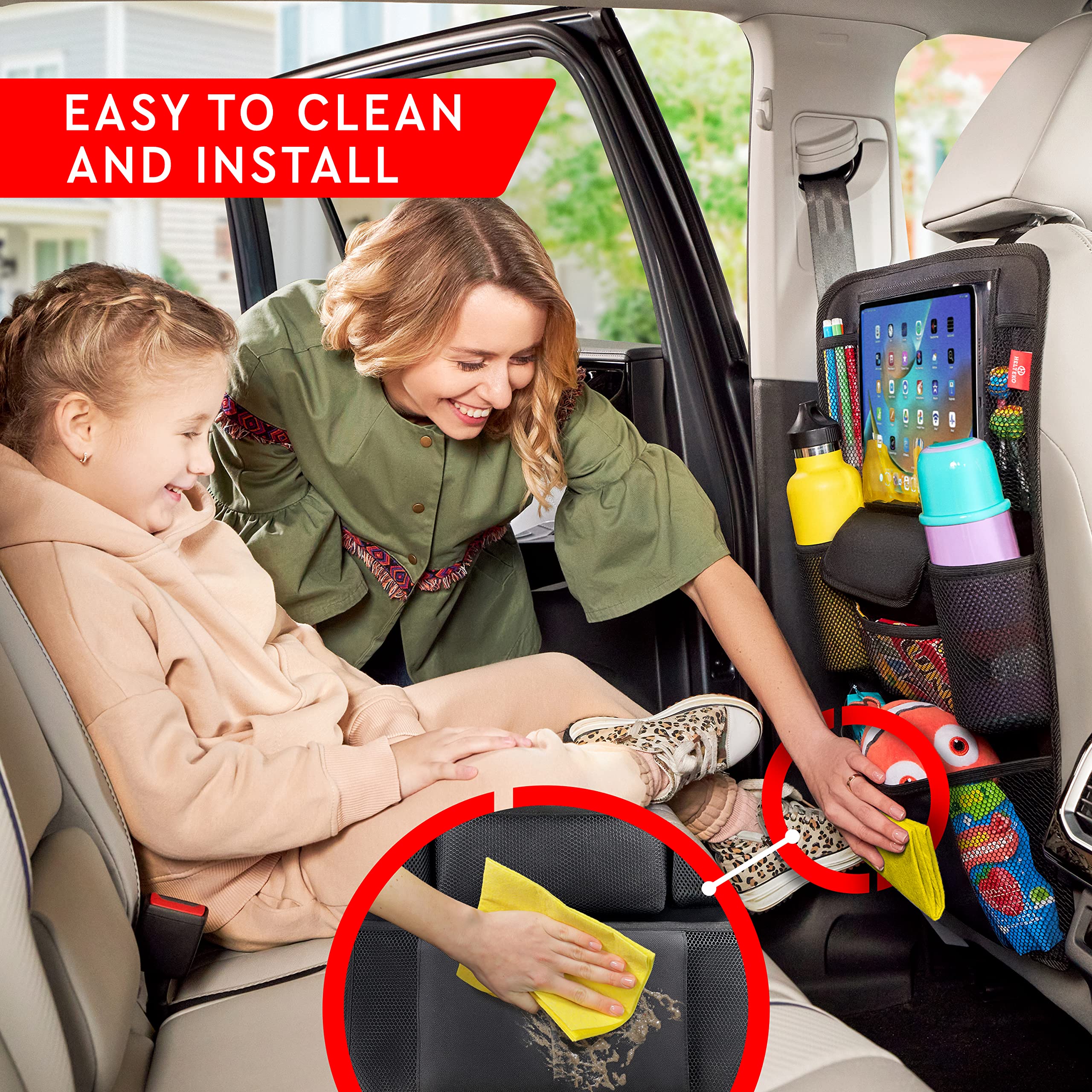 Helteko mesh pockets hold toys and snacks within reach.