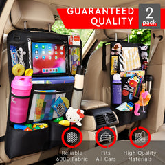 Helteko clear tablet holder provides touch-friendly viewing for kids during travel.