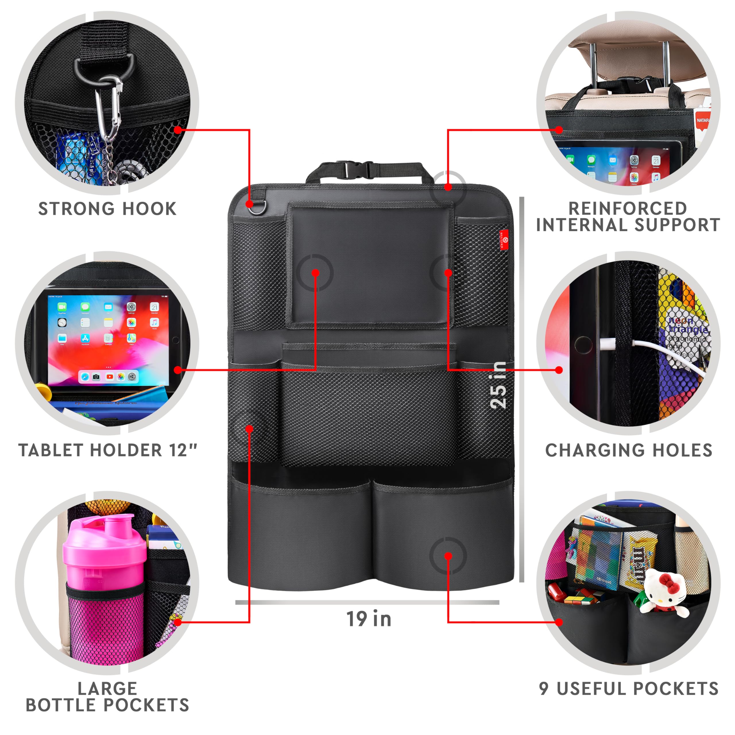 Helteko two-pack violet backseat organizer adds color and storage