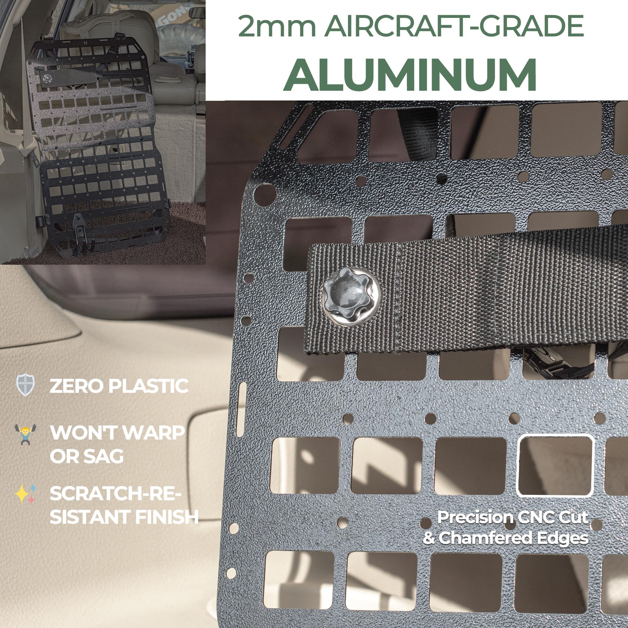 HEMSK DAYS aluminum MOLLE panel close-up showing construction