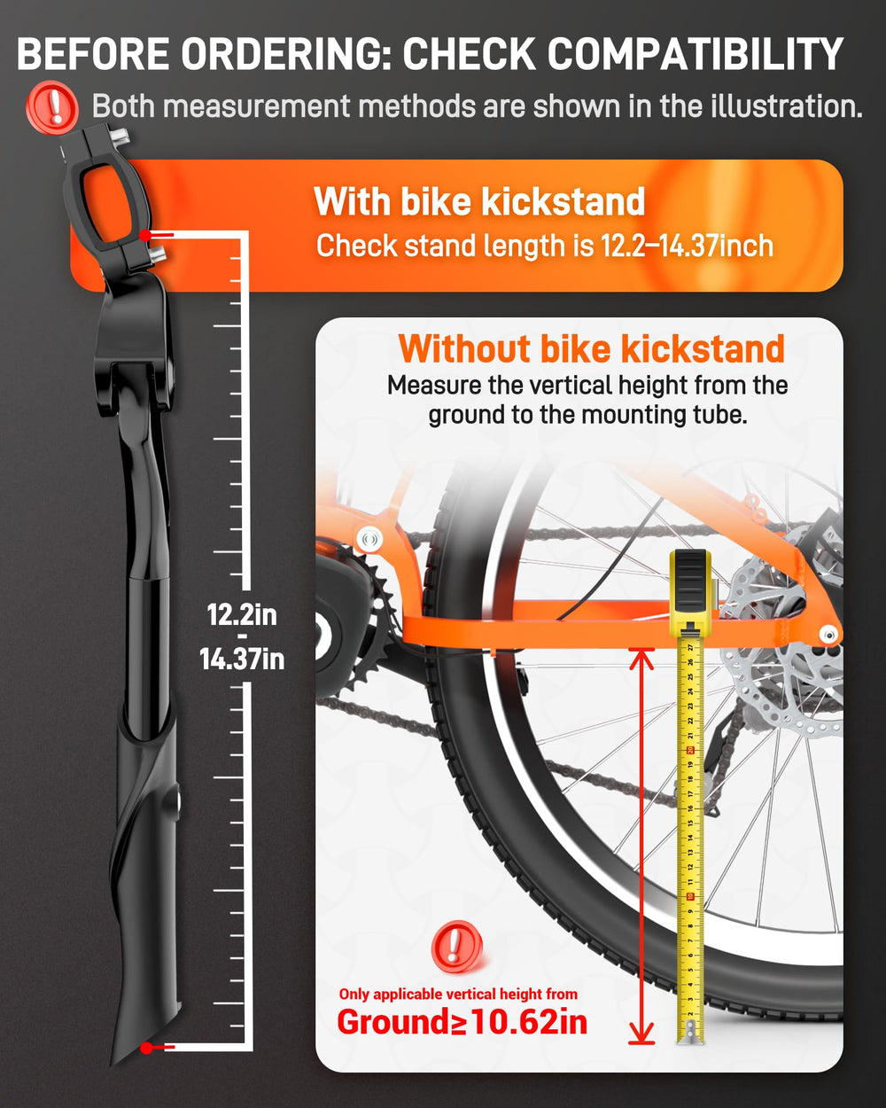 HENMI kickstand compatible with mountain road and e-bikes for versatile use.