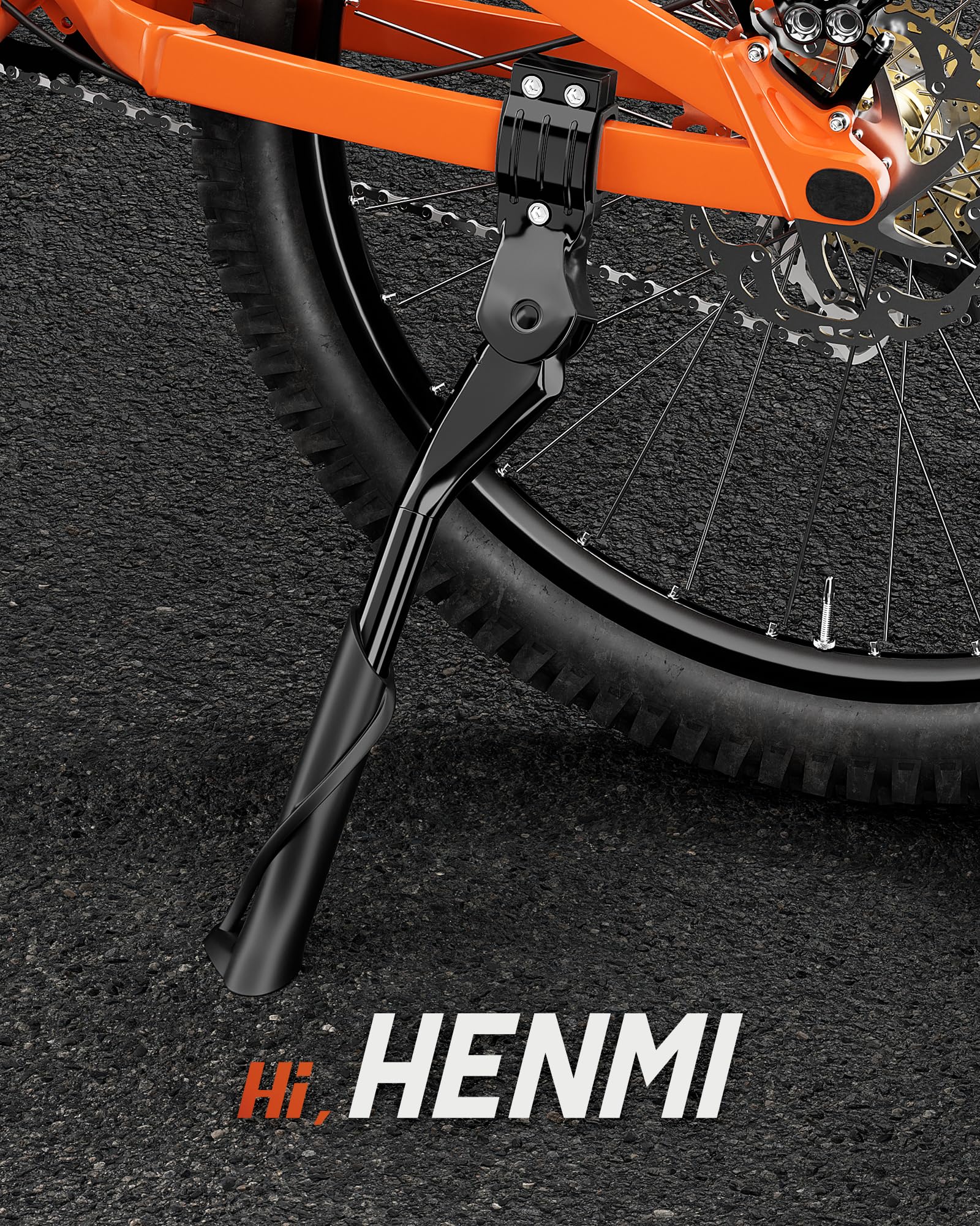 HENMI kickstand stays steady on varied terrains with increased base area.