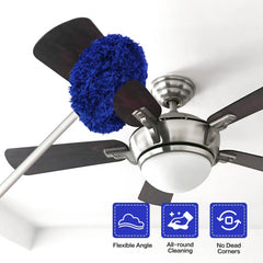 Heonay ceiling fan cleaner duster double-sided brush cleans both sides of blades.